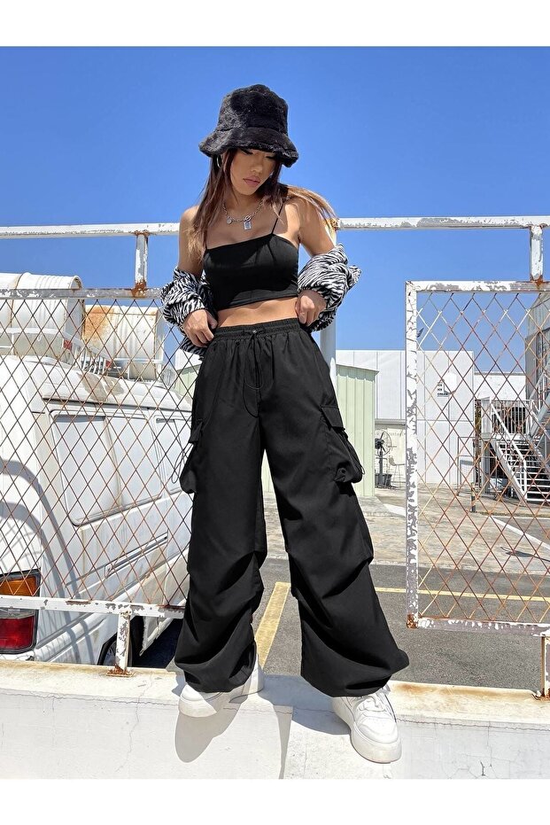 BLACK Tactical Baggy with Oversized Cargo Pocket