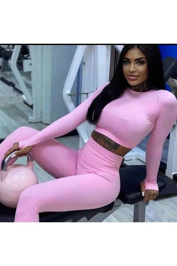 Seamless Extra Yüksek Bel Pushup Uzun Kollu Spor Tayt Takım - 1