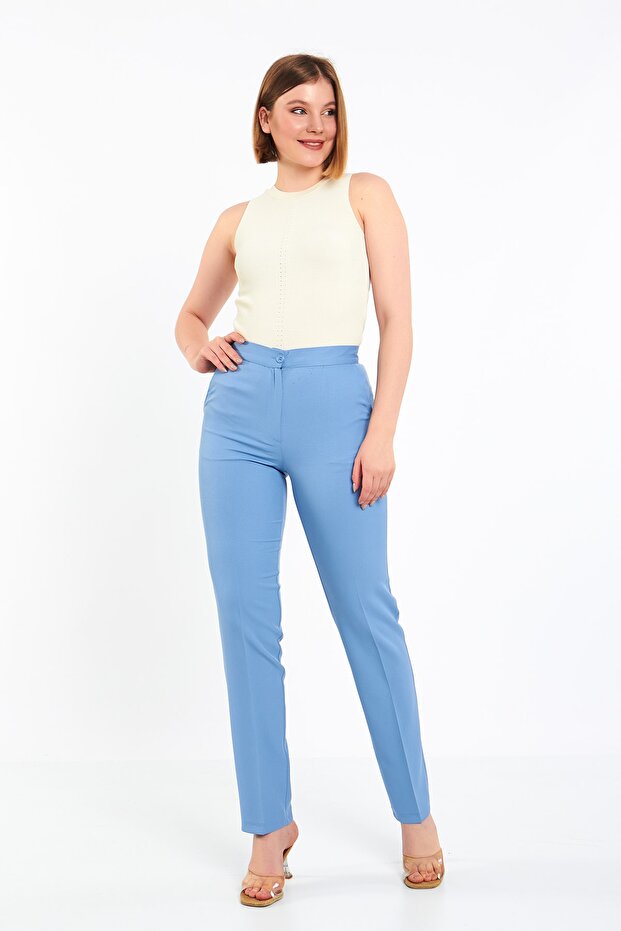 Blue Fabric Trousers
