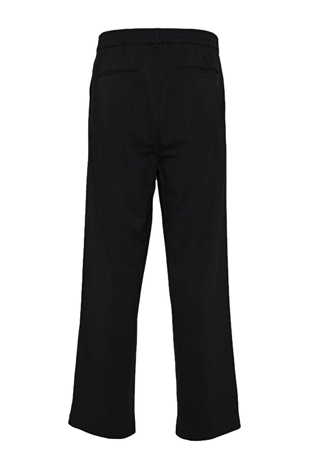 Siyah Wide Leg Bol Kumaş Baggy Pantolon TMNSS23PL00039 - 11