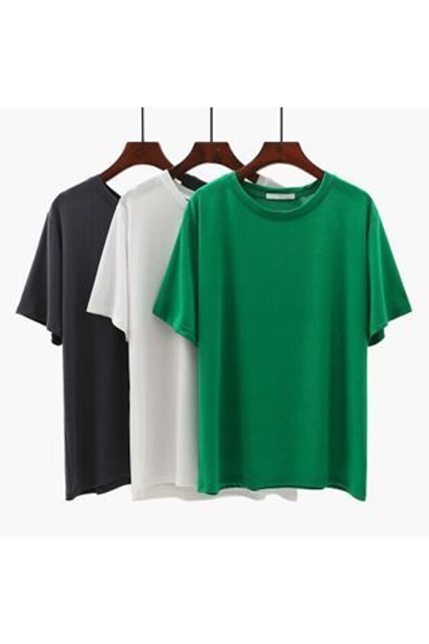 Basic Plain Patternless 3-Piece Oversize Unisex Tshirt Multiple Combination - 1