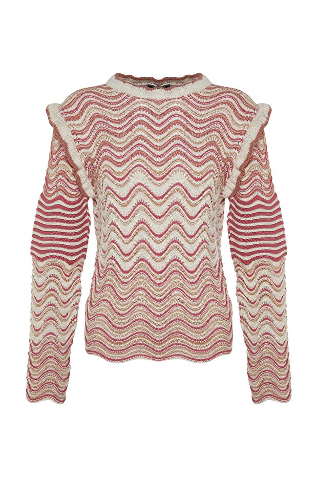 Трикотажний светр-пуловер з візерунком з оборками Tas Self TWOAW24KZ00119 - 6