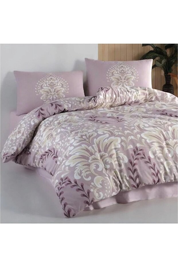 Double Four Season Quilted Duvet Cover Set Alaçatı Lilac