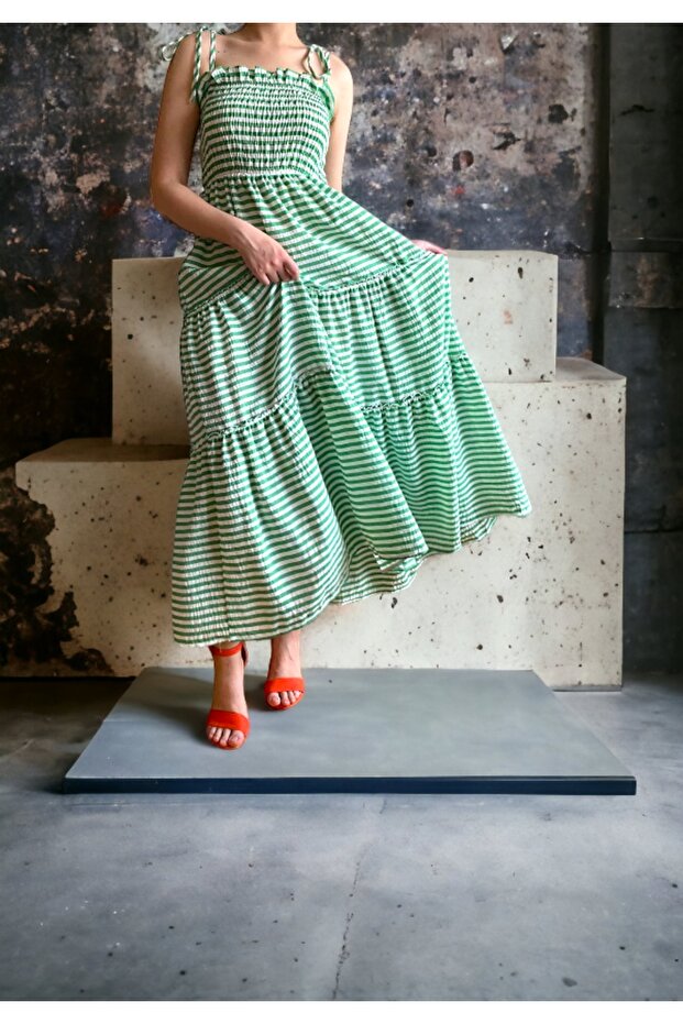 Cotton Katlı Elbise - 1