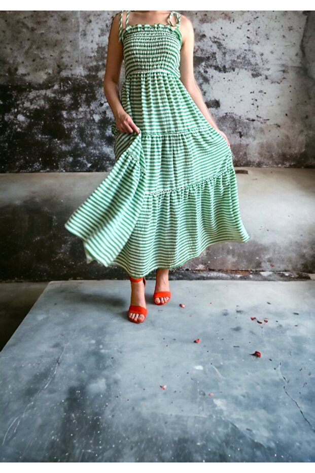 Cotton Katlı Elbise - 8