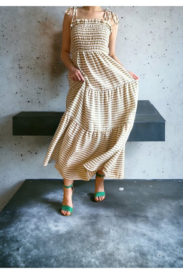 Cotton Katlı Elbise - 1