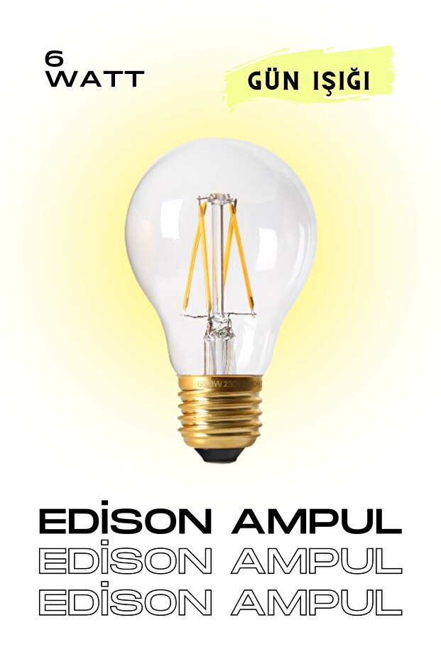 EDİSON AMPUL 1 ADET SARI IŞIK - AVİZE - LAMBADER - MİKA - APLİK - 1