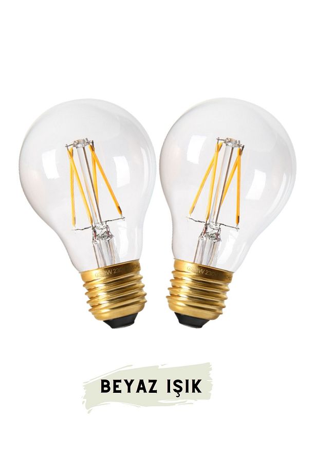 EDİSON AMPUL 2 ADET BEYAZ IŞIK - AVİZE - LAMBADER - MİKA - APLİK - 2