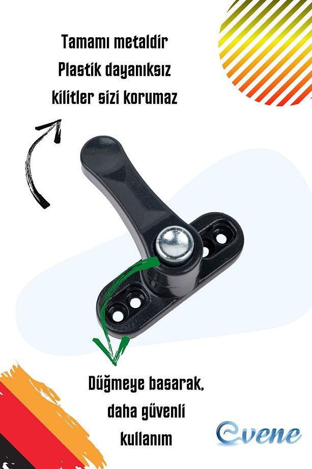 Pimapen Kapı Kilidi Pimapen Pencere Kilidi Pencere Emniyet Kilidi Düğmeli Kilit 1 Adet Antrasit - 3