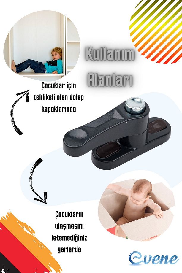 Pimapen Kapı Kilidi Pimapen Pencere Kilidi Pencere Emniyet Kilidi Düğmeli Kilit 1 Adet Antrasit - 6