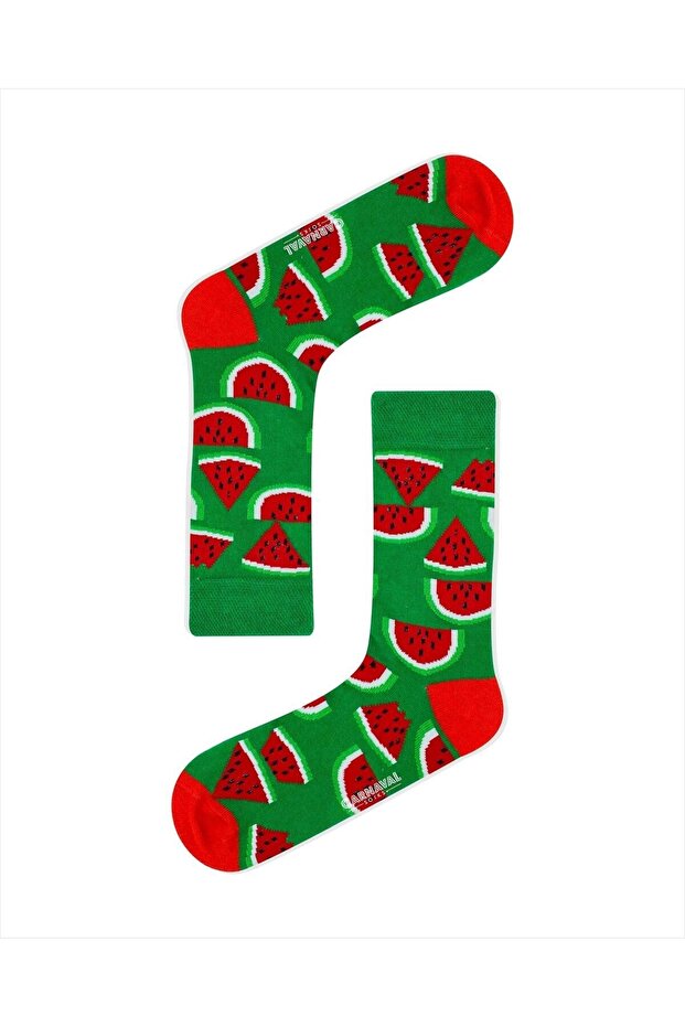 شريحة البطيخ الأخضر منقوشة الجوارب الملونة - 1