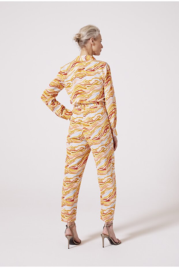 Desenli ipek pantolon - 3