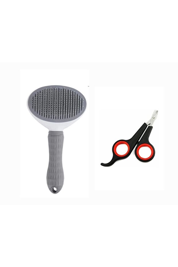 Cat Dog Set of 2 Automatic Cleaning Pet Brush Hair Collector and Nail Clipper