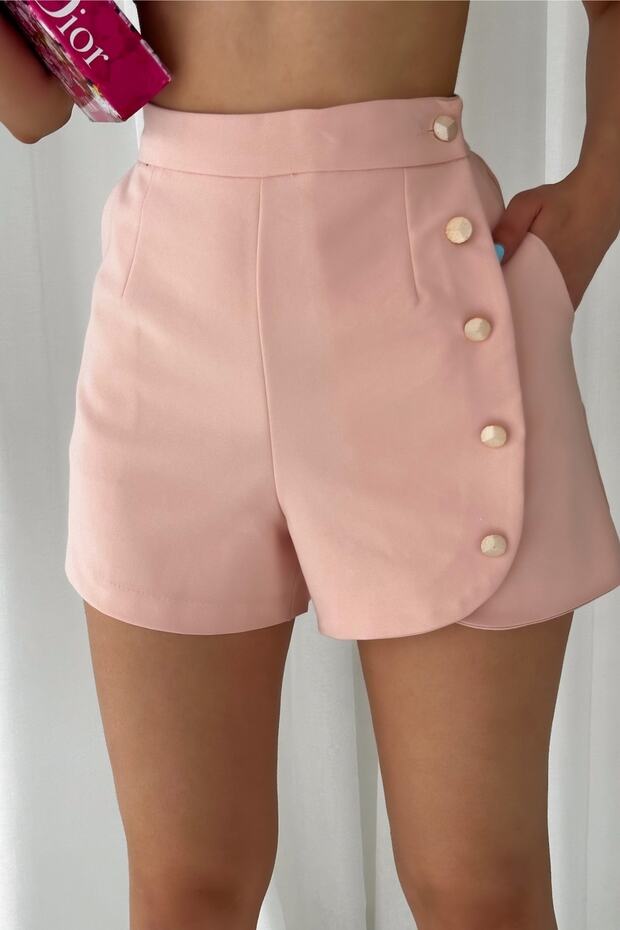 Women's New Season Button Detailed Front Pocket Shorts Skirt