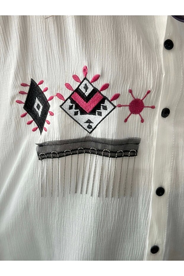 Nakış Ve Boncuk Detaylı Gömlek - 2