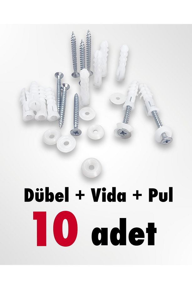 Korniş Montaj Seti Dübel + Vida + Pul (10 Adet) - 1