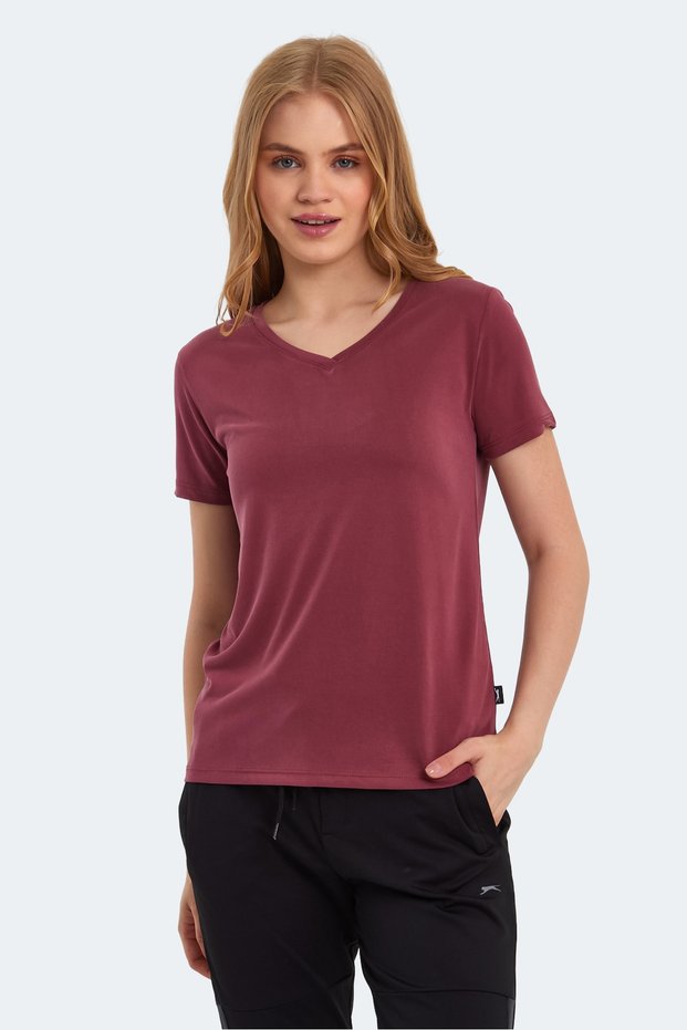 Pericas Women's V-Neck Burgundy T-Shirt