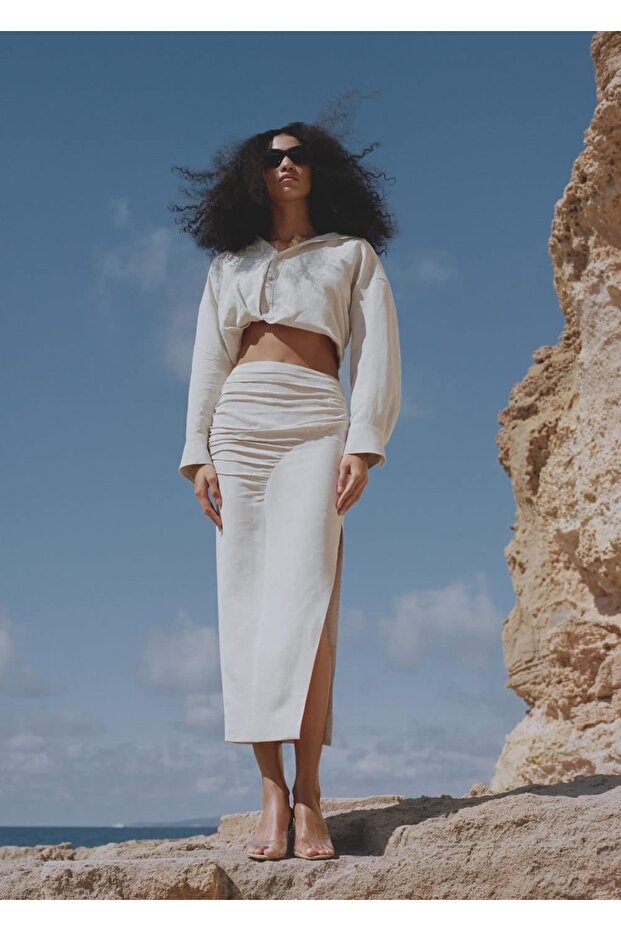 Fustă de in detaliată - 7