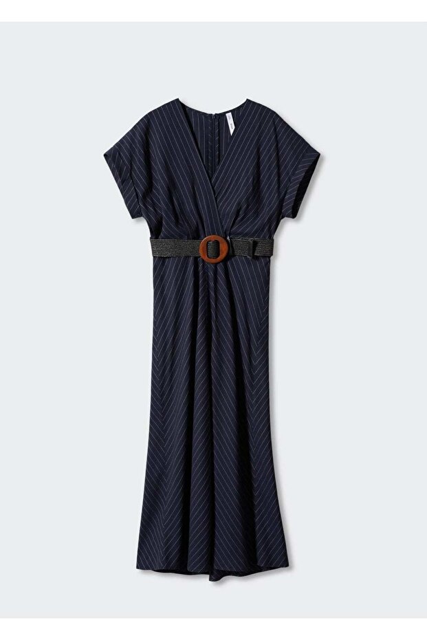 Ince Çizgili Elbise - 3