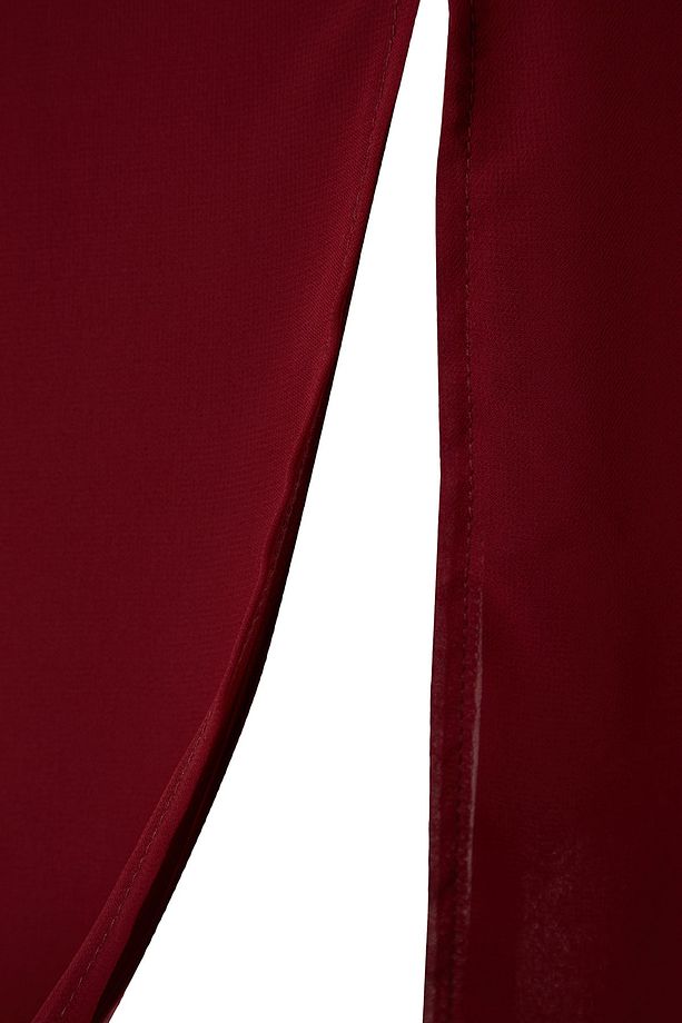 Bordo Dokuma Yırtmaçlı Elbise TBBSS22AH0012 - 7