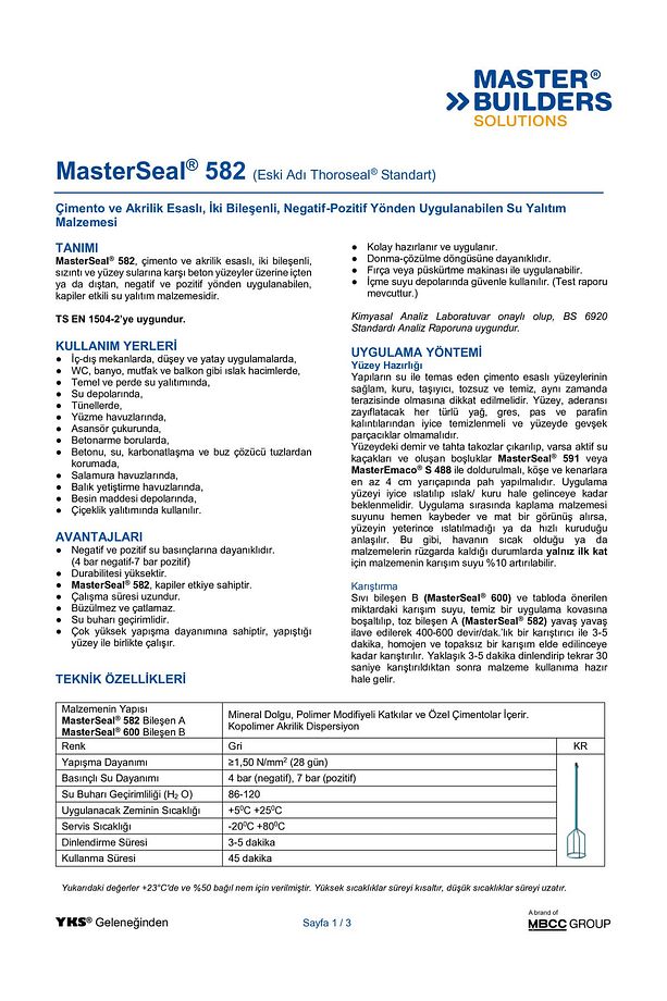 Masterseal 582-çimento Ve Akrilik Esaslı Iki Bileşenli Çift Yönden Uygulanabilen Su Yalıtım Malz. - 4