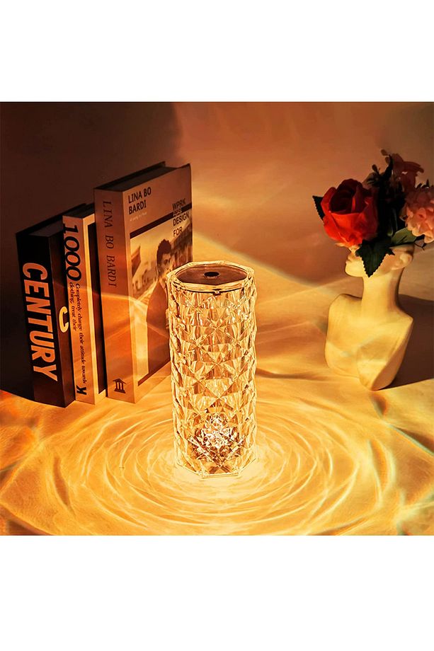 Projeksiyon Masa Lambası Kristal Elmas Led Dokunmatik Sensör Usb Şarj Bar Restoran Masa Lambası - 3