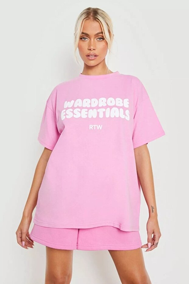 Pink Oversize Wardrobe T-shirt - Oversize Printed WARDROBE