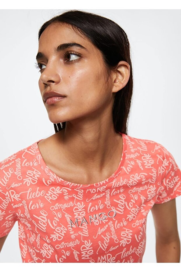 Logo Işlemeli Desenli Tişört - 5