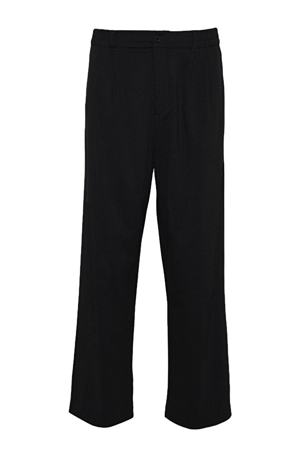 Siyah Wide Leg Bol Kumaş Baggy Pantolon TMNSS23PL00039 - 8