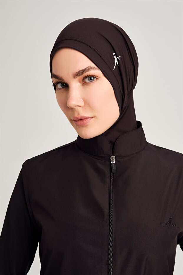 Siyah Tesettür Yüzücü Bone - 2