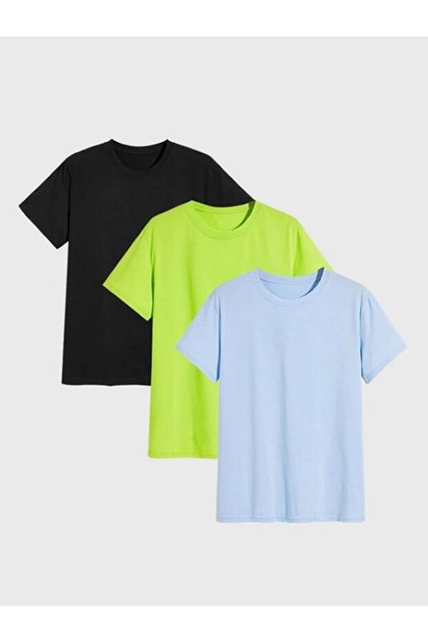 Basic Plain Patternless 3-Piece Oversize Unisex Tshirt Multiple Combination - 1
