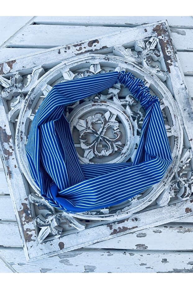 Striped Blue Bandana Boutique Design Quality Fabric
