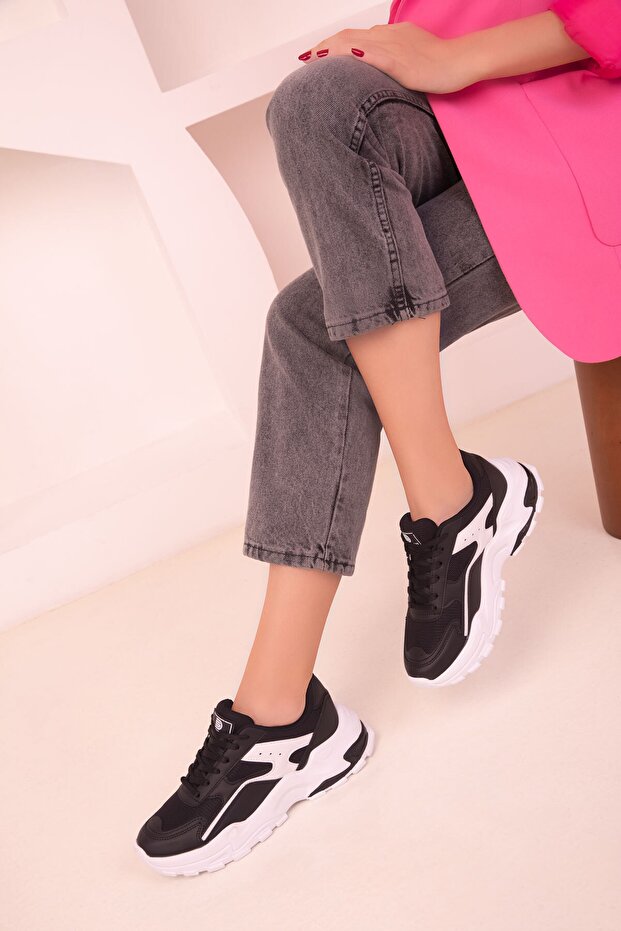 Black-White Women's Sneakers 18239