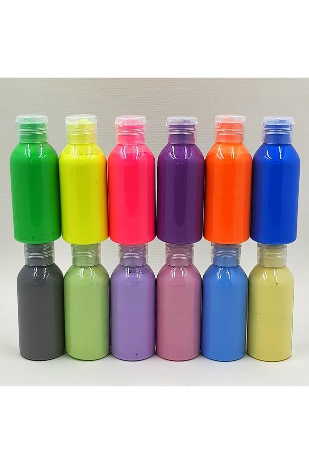Chalky 110 Ml Ana Renkler 12 Li Set Neon Renkler - 3