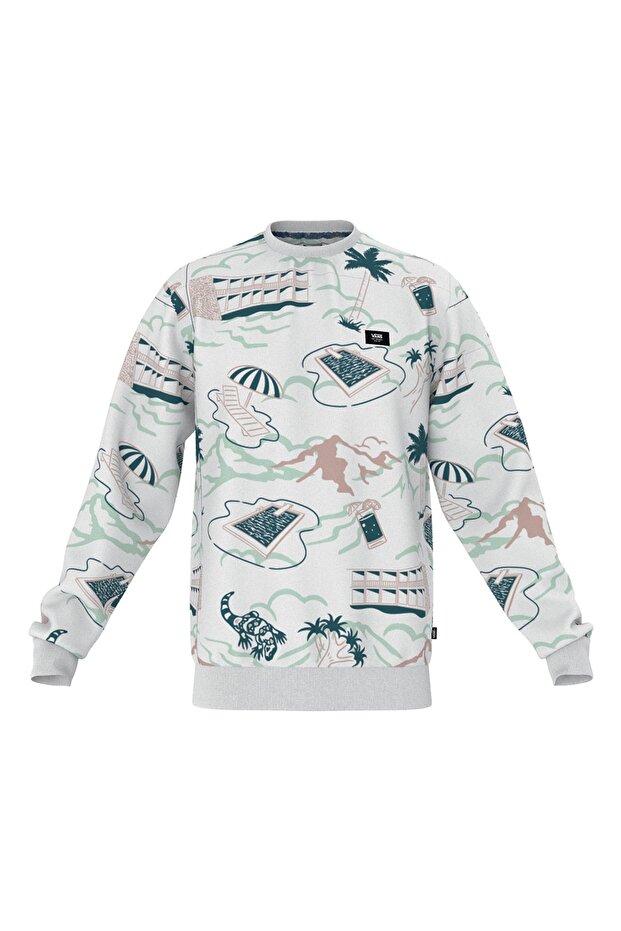 Men's White Sweatshirt - Round Neck, Scenic Crew VN0006EZWHT1