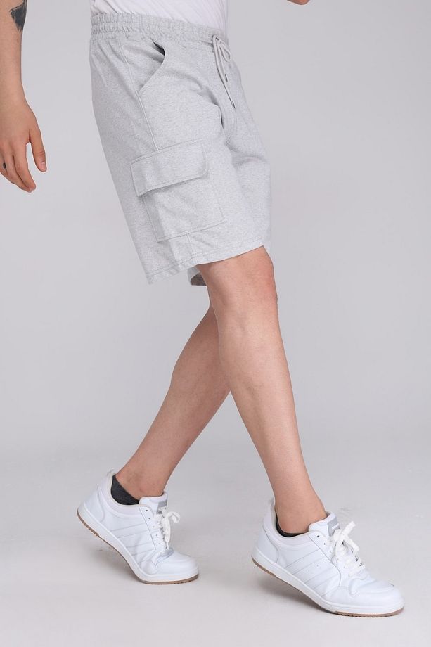 Gri Kargo Cepli Erkek Oversize Relaxest Lastikli Bağcıklı Bermuda Şort - 6