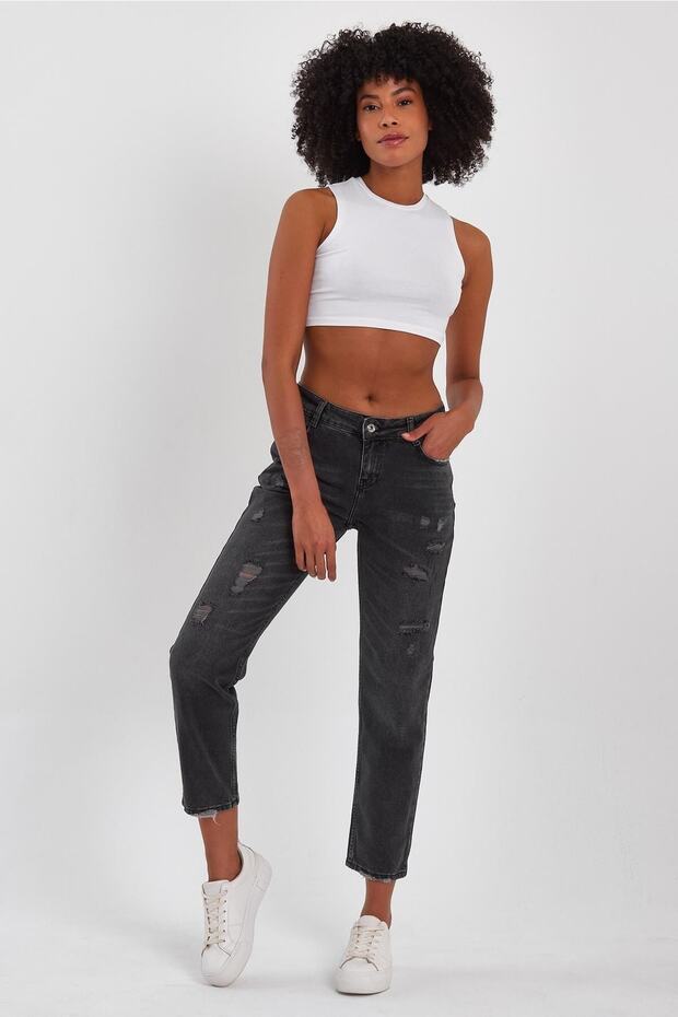 ALEXANDERGARDİ Special Collection Ripped Detail Denim Pants (AG-1051G)
