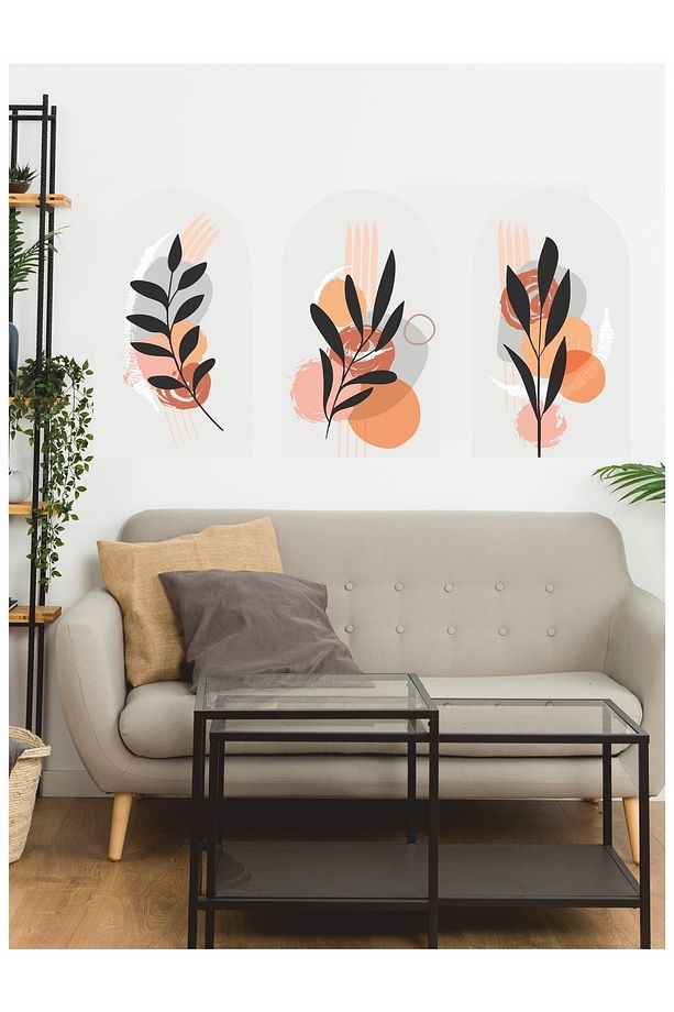 Boho Bohem Tarz Yaprak Ve Güneş Temalı Duvar Sticker - 3