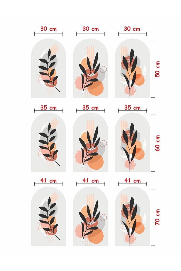 Boho Bohem Tarz Yaprak Ve Güneş Temalı Duvar Sticker - 5