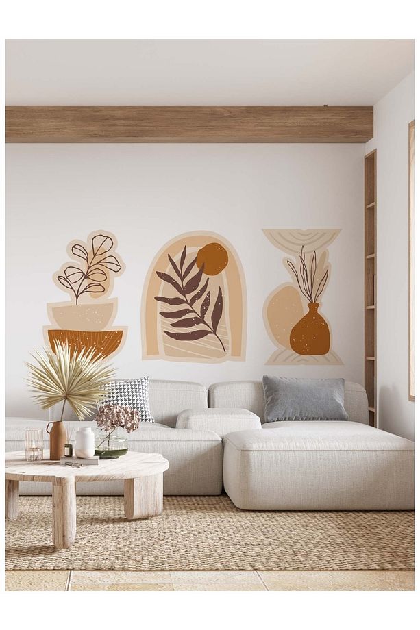 Boho Bohem Tarz Yaprak Ve Güneş Temalı Duvar Sticker - 1