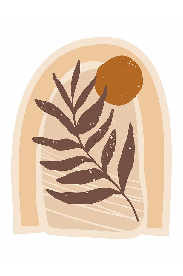 Boho Bohem Tarz Yaprak Ve Güneş Temalı Duvar Sticker - 7