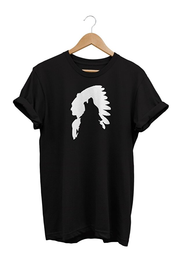 Native American Wolf Printed 100% Cotton Oversize T-shirt Plus Size T-Shirt