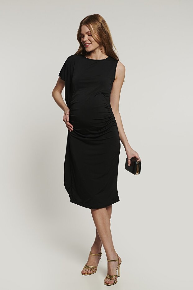 Bella Siyah Hamile Elbise - 4