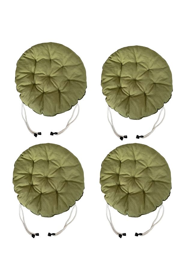 4 ADET 40X40 Cm Yuvarlak Tabure Minderi - Sandalye Minderi - Puf Minder - 1