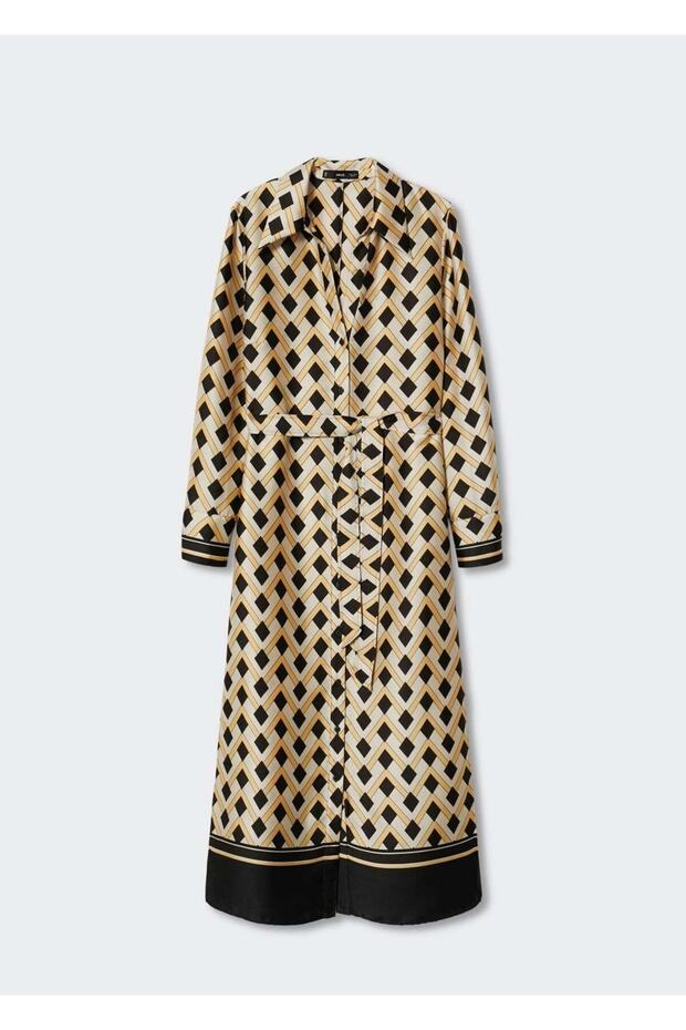 Geometrik Desenli Elbise - 3