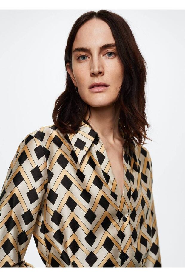 Geometrik Desenli Elbise - 5