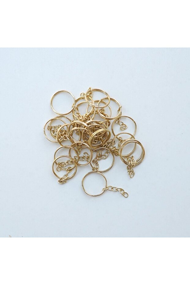Keychain Ring with Chain // 24mm // 25 Pieces // Gold