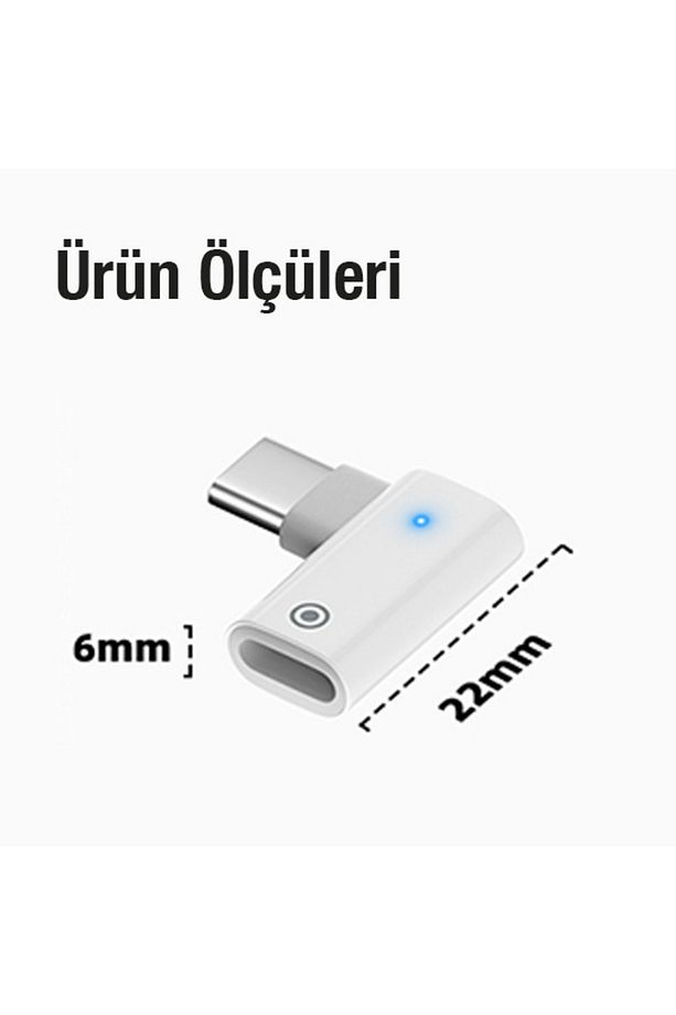 L Tipi Lightning to Type-C Dönüştürücü Apple Pencil Kalem Şarj Adaptörü - 4