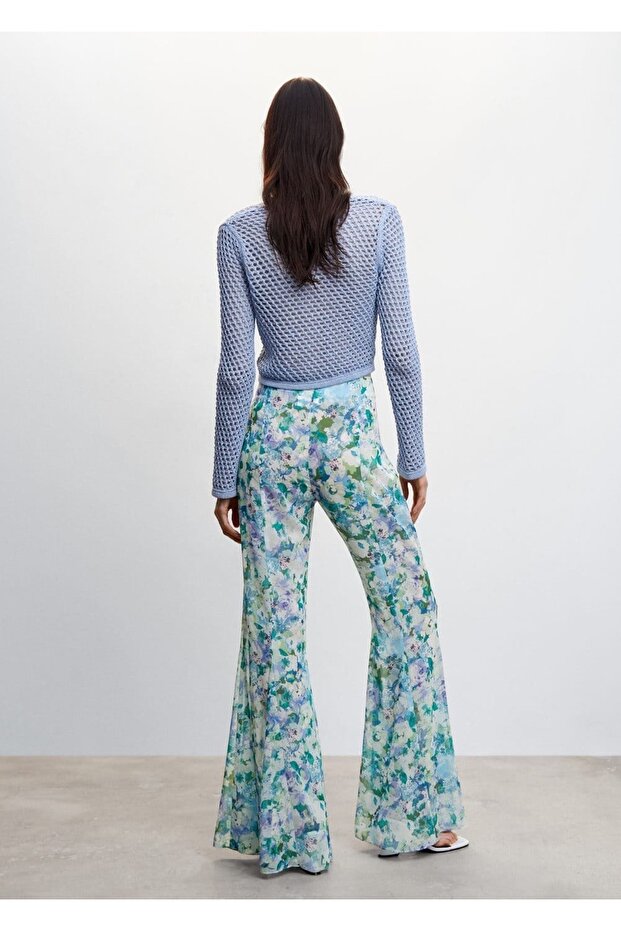 Çiçek Desenli Flared Pantolon - 4