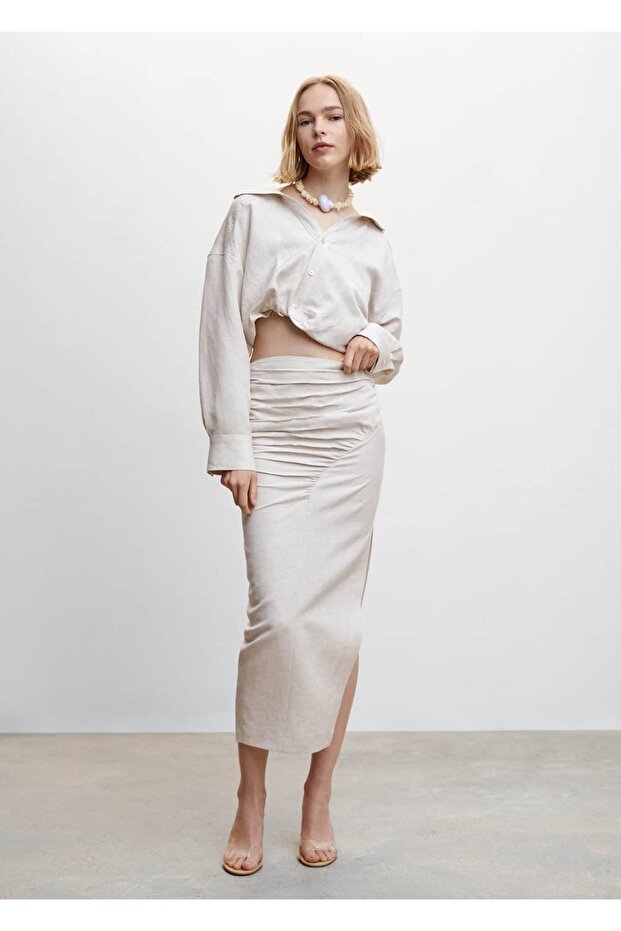 Fustă de in detaliată - 2